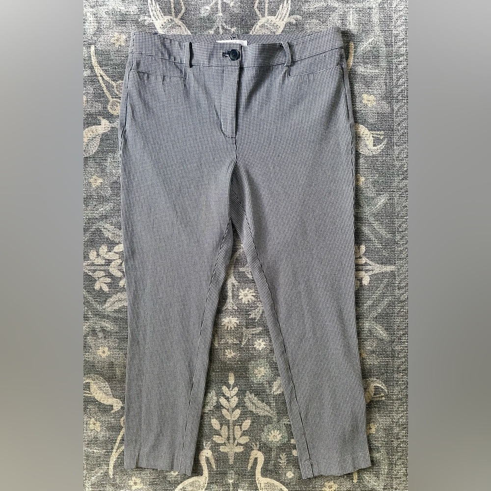LOFT Black and White Houndstooth Skinny Ankle Pants